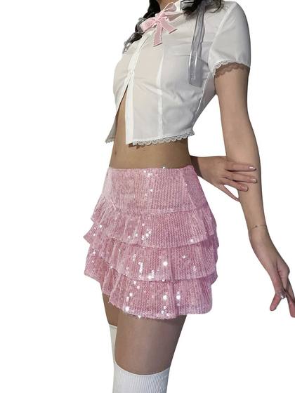 Low waited shiny mesh bow cake skirt women
Low waited shiny mesh bow cake skirt women