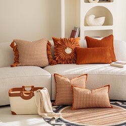 Nordic ins Style Sofa Cushion, Light Luxury Orange Caramel Color Cushion Cover with Insert, Bedroom Bed Rectangular Lumbar Pillow Nordic ins Style Sofa Cushion, Light Luxury Orange Caramel Color Cushion Cover with Insert, Bedroom Bed Rectangular Lumbar Pillow