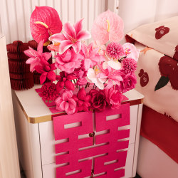 Wedding Bedside Table Decoration, Engagement Flower Arrangement, Artificial Flowers, Chinese-Style Wedding Fake Flowers, Aisle Flower Arrangement, Floral Decoration Setup Wedding Bedside Table Decoration, Engagement Flower Arrangement, Artificial Flowers, Chinese-Style Wedding Fake Flowers, Aisle Flower Arrangement, Floral Decoration Setup