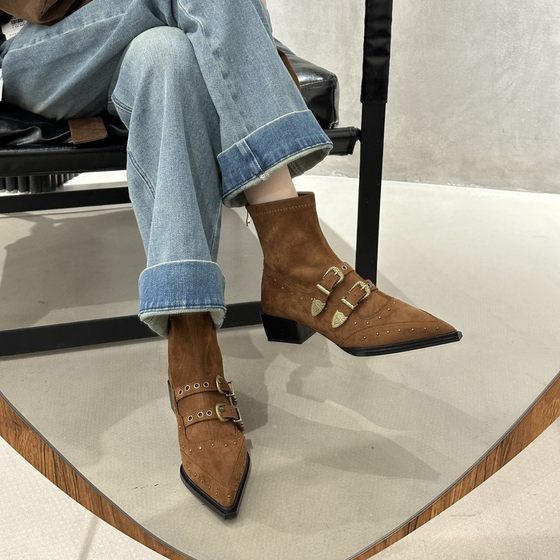 Belt buckle suede pointed toe short boots for women 2025 autumn new thick heel sexy Chelsea boots fashion boots women's boots
Belt buckle suede pointed toe short boots for women 2025 autumn new thick heel sexy Chelsea boots fashion boots women's boots