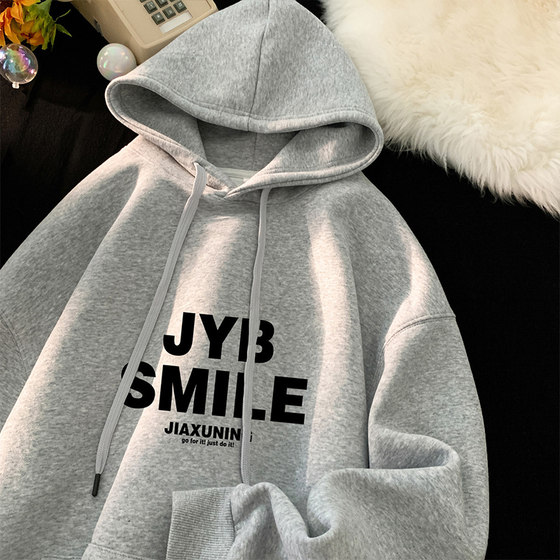 HUIMO pure cotton comfortable gouke letter printed hooded sweatshirt for men and women winter oversize casual base shirt HUIMO pure cotton comfortable gouke letter printed hooded sweatshirt for men and women winter oversize casual base shirt