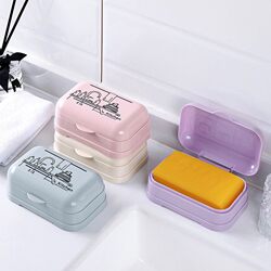 Waterproof covered soap box bathroom transparent decoration household creative flip cover drain bathroom laundry soap box soap holder Waterproof covered soap box bathroom transparent decoration household creative flip cover drain bathroom laundry soap box soap holder