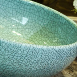 Popular Artistic Ceramic Washbasin for Home Use, Round Washbasin with Ice Crack Pattern, Jingdezhen Countertop Basin Popular Artistic Ceramic Washbasin for Home Use, Round Washbasin with Ice Crack Pattern, Jingdezhen Countertop Basin