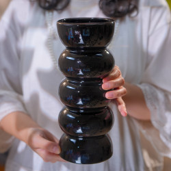 Black Round Vase, Vase with Rising Levels, Ceramic Vase, Simple Style, Modern Style Black Round Vase, Vase with Rising Levels, Ceramic Vase, Simple Style, Modern Style