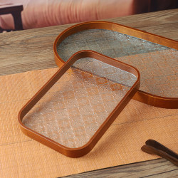 Begonia Flower Glass Wooden Tray Retro Embossed Tea Tray Rectangular Tea Cup Tea Set Tray Desktop Storage Dinner Plate Begonia Flower Glass Wooden Tray Retro Embossed Tea Tray Rectangular Tea Cup Tea Set Tray Desktop Storage Dinner Plate