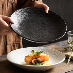 Japanese-Style Deep Ceramic Plate, Black Household Dish Plate, Soup Plate, High-End Dinner Plate, Underglaze Color Steak Plate Japanese-Style Deep Ceramic Plate, Black Household Dish Plate, Soup Plate, High-End Dinner Plate, Underglaze Color Steak Plate