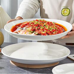 Jingdezhen Special Plate for Steaming Fish, Extra-Large Deep Plate for Chopped Pepper Fish Head, Large Household Dish Plate, Ceramic Round Pure White Jingdezhen Special Plate for Steaming Fish, Extra-Large Deep Plate for Chopped Pepper Fish Head, Large Household Dish Plate, Ceramic Round Pure White
