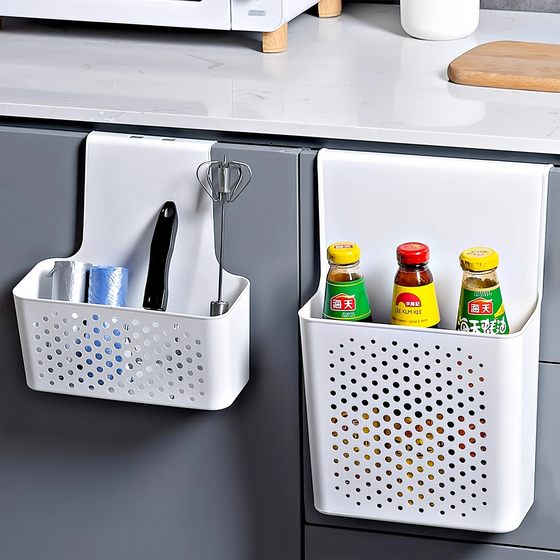 Wall -mounted storage box Kitchen Cabinet door Hook hook hook preservation film cabinet door hanging basket after artifact storage rack Wall -mounted storage box Kitchen Cabinet door Hook hook hook preservation film cabinet door hanging basket after artifact storage rack