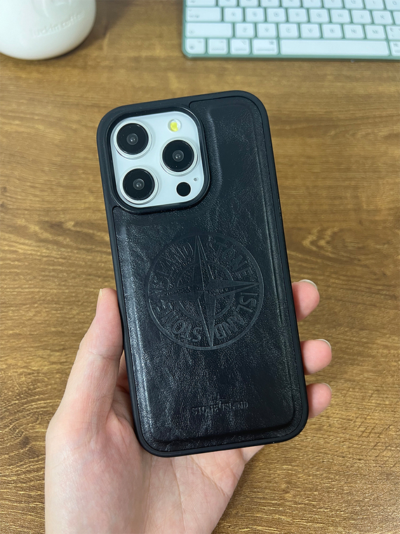 Stone Island MagSafe High End Premium Leather Embossed 15, 14, 13, 12 iPhone Case