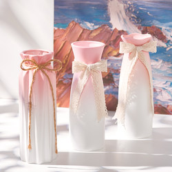 Shumen Pink Gradient Pastoral Style Ceramic Dried Flower Vase Water-Cultured Home Decoration Living Room Office Flower Arrangement Ornament Shumen Pink Gradient Pastoral Style Ceramic Dried Flower Vase Water-Cultured Home Decoration Living Room Office Flower Arrangement Ornament