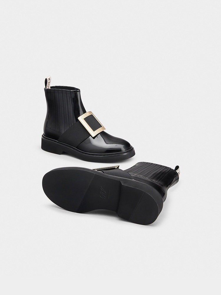 Roger Vivier Women's Chelsea Boots RV Rangers Buckle Patent