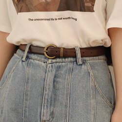 Niche Retro Belt for Women ins Versatile Belt Summer Decoration for Jeans Thin Belt French Style Brown Niche Retro Belt for Women ins Versatile Belt Summer Decoration for Jeans Thin Belt French Style Brown