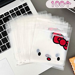 Hello Kitty Card Packaging Bag, Kitty Self-Adhesive Bag, Hi Kt Sealing Bag, 100 Cute Transparent Self-Sealing Bags Hello Kitty Card Packaging Bag, Kitty Self-Adhesive Bag, Hi Kt Sealing Bag, 100 Cute Transparent Self-Sealing Bags