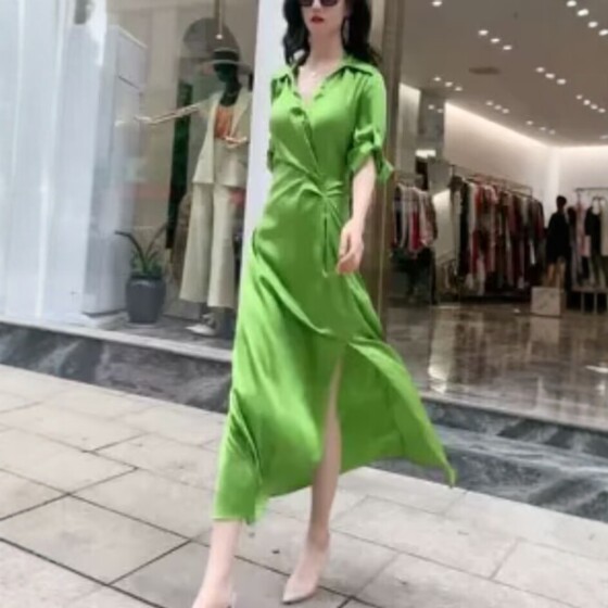 European green dress for women in summer 2024 new design style fashionable age-reducing slim and irregular long skirt
European green dress for women in summer 2024 new design style fashionable age-reducing slim and irregular long skirt