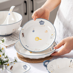 Simple Plate Dish, Household Round Plate, 2025 New Model, Deep Plate, Creative Tableware, Ceramic Dish, High-End Feel, Rice Plate Simple Plate Dish, Household Round Plate, 2025 New Model, Deep Plate, Creative Tableware, Ceramic Dish, High-End Feel, Rice Plate