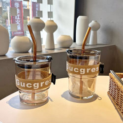 High-Quality Coffee Cup, Glass Cup, Household Water Cup, High-Temperature Resistant Straw Cup, Unisex Office Double-Drink Water Cup High-Quality Coffee Cup, Glass Cup, Household Water Cup, High-Temperature Resistant Straw Cup, Unisex Office Double-Drink Water Cup
