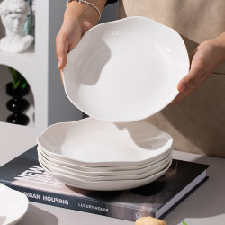 Plate for Home Use, New Ceramic Luxury Dinner Plate, Creative White Deep Plate, Round Large Dish, Commercial Use Plate for Home Use, New Ceramic Luxury Dinner Plate, Creative White Deep Plate, Round Large Dish, Commercial Use
