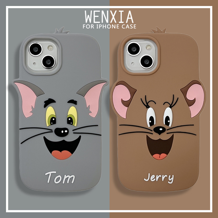 Funny Girls New Tom And Jerry 3D Silicone TPU 15, 14, 13, 12, 11 iPhone Case