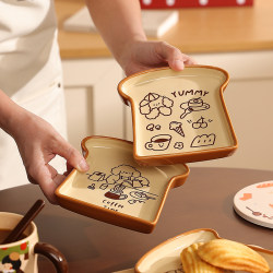 Ceramic Bread Toast Plate, Beautiful Plate, Fruit Plate, Small Exquisite Children's Dinner Plate, Korean Style Cute Breakfast Snack Plate Ceramic Bread Toast Plate, Beautiful Plate, Fruit Plate, Small Exquisite Children's Dinner Plate, Korean Style Cute Breakfast Snack Plate