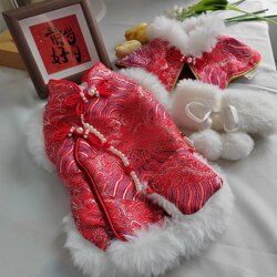 Pet clothes are warm and velvet thickened in winter, new Chinese style cheongsam, Maltese Yorkshire terrier dog and cat clothing Pet clothes are warm and velvet thickened in winter, new Chinese style cheongsam, Maltese Yorkshire terrier dog and cat clothing