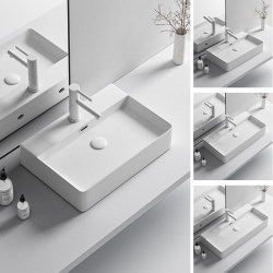 Ceramic Washbasin Countertop Basin Bathroom High-End Integrated Art Square Washbasin Home Balcony Single Basin Ceramic Washbasin Countertop Basin Bathroom High-End Integrated Art Square Washbasin Home Balcony Single Basin