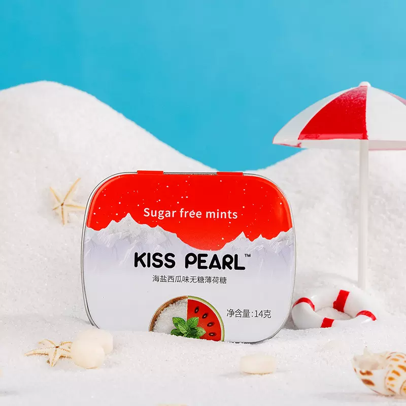 KISS PEARL 无糖薄荷糖清新口气含片 14g*8盒