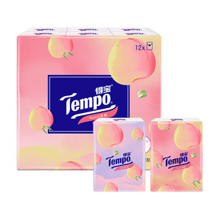 Tempo得宝桃桃有香印花4层加厚12小包