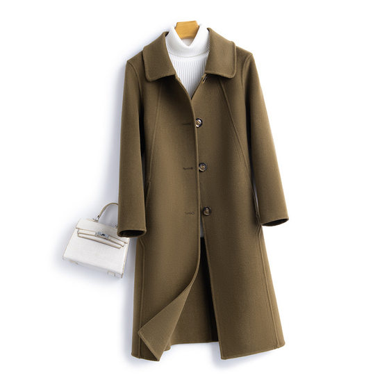 New 100% double-sided wool coat for women fashion versatile doll collar mid-length thickened slim wool jacket
New 100% double-sided wool coat for women fashion versatile doll collar mid-length thickened slim wool jacket