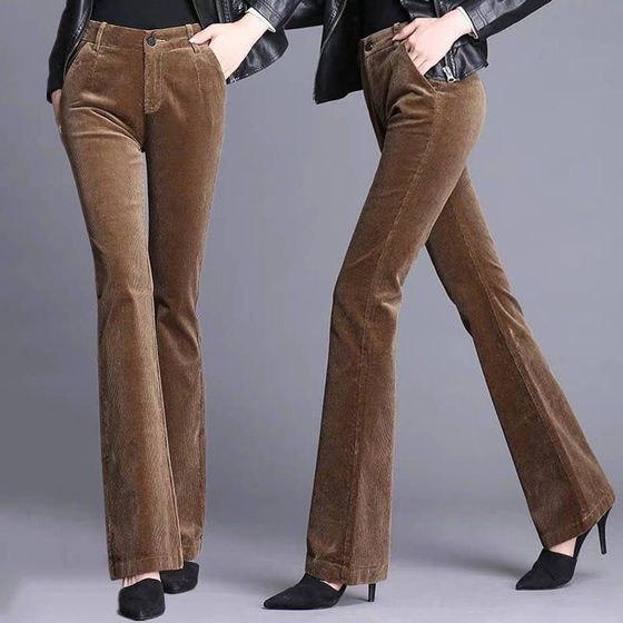 Corduroy women's trousers autumn and winter style plus velvet thickened high waist slimming women's casual strip velvet wide-leg micro-flare trousers
Corduroy women's trousers autumn and winter style plus velvet thickened high waist slimming women's casual strip velvet wide-leg micro-flare trousers