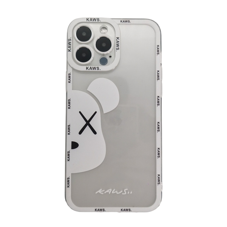 Kaws Bear Couples Transparent Clear Silicone TPU 15, 14, 13, 12 iPhone Case