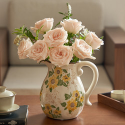 New Chinese Style Satchel Milk Pot Ceramic Vase Water Raising Rose Flowers Living Room Coffee Table Retro Soft Decorations Fancy New Chinese Style Satchel Milk Pot Ceramic Vase Water Raising Rose Flowers Living Room Coffee Table Retro Soft Decorations Fancy