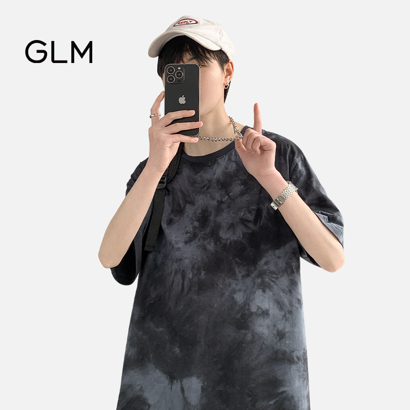 森马旗下轻商务潮牌，GLM 男士夏季纯棉美式休闲字母印花扎染短袖T恤 3件 多花色
