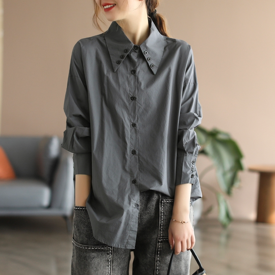 Removal of the counter outlet clearance and picking up the bargaining solid color shirt spring and autumn Korean casual design niche long-sleeved top for women
Removal of the counter outlet clearance and picking up the bargaining solid color shirt spring and autumn Korean casual design niche long-sleeved top for women