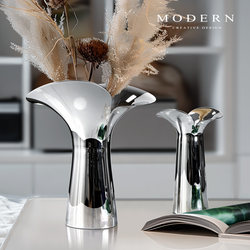 Modern Modern Light Luxury Model House Soft Decoration Living Room Ornaments Flower Arrangement Flower Vessel Scandinavian Simple Stainless Steel Vase Modern Modern Light Luxury Model House Soft Decoration Living Room Ornaments Flower Arrangement Flower Vessel Scandinavian Simple Stainless Steel Vase