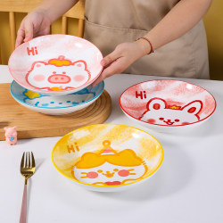 Plate Ceramic For Home Dish Plate Dish Cute Cartoon Dinner Plate Deep Plate Disc Soup Plate Special Tableware for Microwave Oven Plate Ceramic For Home Dish Plate Dish Cute Cartoon Dinner Plate Deep Plate Disc Soup Plate Special Tableware for Microwave Oven