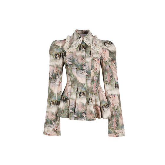 Degas Art Series Peter Collar Shirt Swan Dance Oil Painting Long Sleeve Top Selkie Collection
Degas Art Series Peter Collar Shirt Swan Dance Oil Painting Long Sleeve Top Selkie Collection