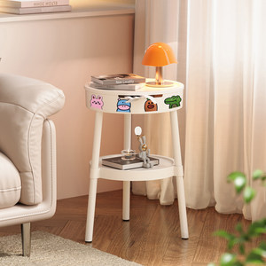Sofa side table movable coffee table minimalist cream style small round table corner table creative mini bedside storage table 
Sofa side table movable coffee table minimalist cream style small round table corner table creative mini bedside storage table