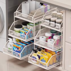 Sink rack pull basket bathroom cabinet Sink rack pull basket bathroom cabinet