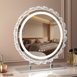 Makeup mirror desktop desktop with light dressing table internet celebrity smart LED mirror rotating home bedroom HD mirror Makeup mirror desktop desktop with light dressing table internet celebrity smart LED mirror rotating home bedroom HD mirror