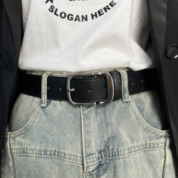 2025 New Style Pin Buckle Casual Unisex Wide Leather Belt Versatile Black Decorative Belt for Jeans Trendy Young People 2025 New Style Pin Buckle Casual Unisex Wide Leather Belt Versatile Black Decorative Belt for Jeans Trendy Young People