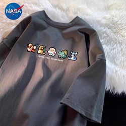 Nasa Co-Branded Short-Sleeve T-Shirt for Men, Summer Xinjiang Heavyweight 260g Combed Cotton Pokémon Top for Women and Couples Nasa Co-Branded Short-Sleeve T-Shirt for Men, Summer Xinjiang Heavyweight 260g Combed Cotton Pokémon Top for Women and Couples