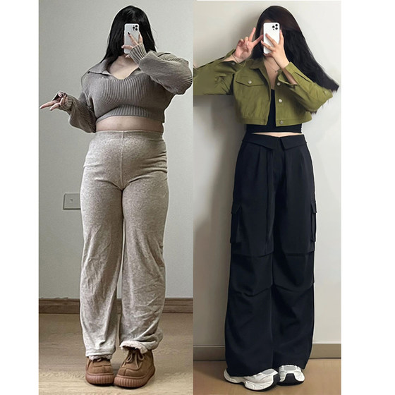 300*0.5kg large size fat mm American high street straight casual pants for women's spring and autumn new women's work pants black pants
300*0.5kg large size fat mm American high street straight casual pants for women's spring and autumn new women's work pants black pants
