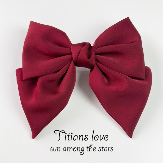 Wine red bow hair clip satin hair jewelry card hairpiece headwear French girl children's duckbill folder setting Wine red bow hair clip satin hair jewelry card hairpiece headwear French girl children's duckbill folder setting