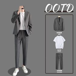 A House of Cards Autumn and Winter Casual Suit Set for Men, High-End Loose Fit, Cool and Stylish Single Jacket, Korean Style Trendy Small Suit A House of Cards Autumn and Winter Casual Suit Set for Men, High-End Loose Fit, Cool and Stylish Single Jacket, Korean Style Trendy Small Suit