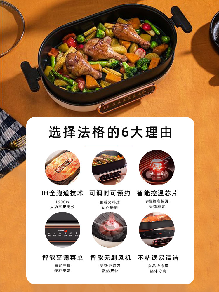 Fagor 3L Multifunctional IH Cooking Pot Electric Grill Shabu