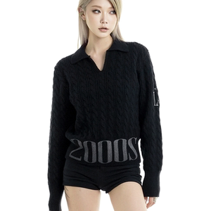 Gods plan* God's plan original 2000S slogan V-neck POLO twist knitted sweater loose and slim for women 
Gods plan* God's plan original 2000S slogan V-neck POLO twist knitted sweater loose and slim for women