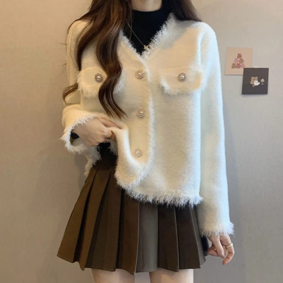 New fashionable and versatile jacket Korean loose small-scented style cardigan
New fashionable and versatile jacket Korean loose small-scented style cardigan