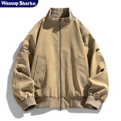 Wassup Shark American Retro Motorcycle Leather Jacket for Men, Spring and Autumn Fleece-Lined Pu Leather Jacket, Cycling Jacket for Men Wassup Shark American Retro Motorcycle Leather Jacket for Men, Spring and Autumn Fleece-Lined Pu Leather Jacket, Cycling Jacket for Men