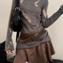 Heavy-Duty Punk Style Studded Wide Belt for Women, 2025 New Model, Paired with Jeans, Waist Cincher, Niche Personality Belt Accessory Heavy-Duty Punk Style Studded Wide Belt for Women, 2025 New Model, Paired with Jeans, Waist Cincher, Niche Personality Belt Accessory