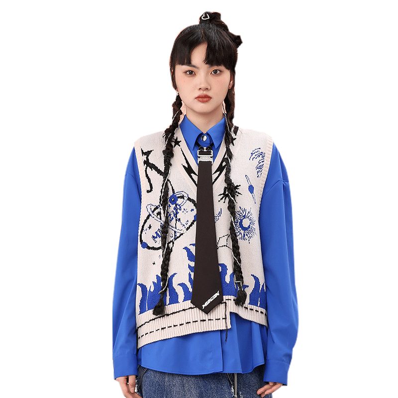 Secret fan astrology park V-neck asymmetrical early spring loose knitted vest women's sleeveless thin sweater top vest
Secret fan astrology park V-neck asymmetrical early spring loose knitted vest women's sleeveless thin sweater top vest